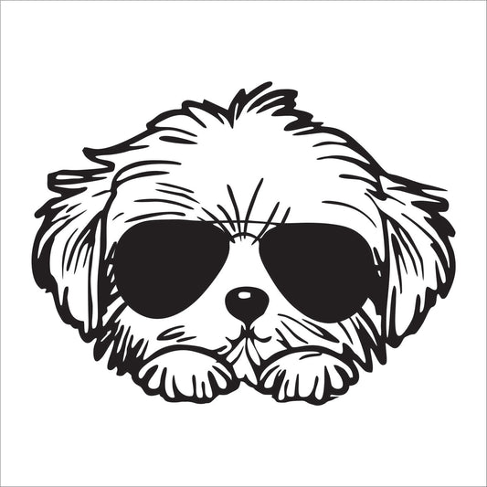 Maltese Glasses Decal Sticker