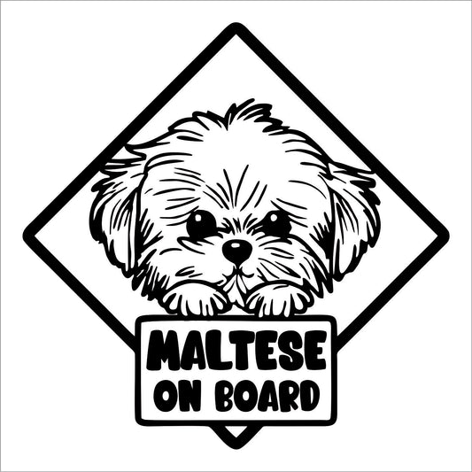 Maltese on board Decal Sticker