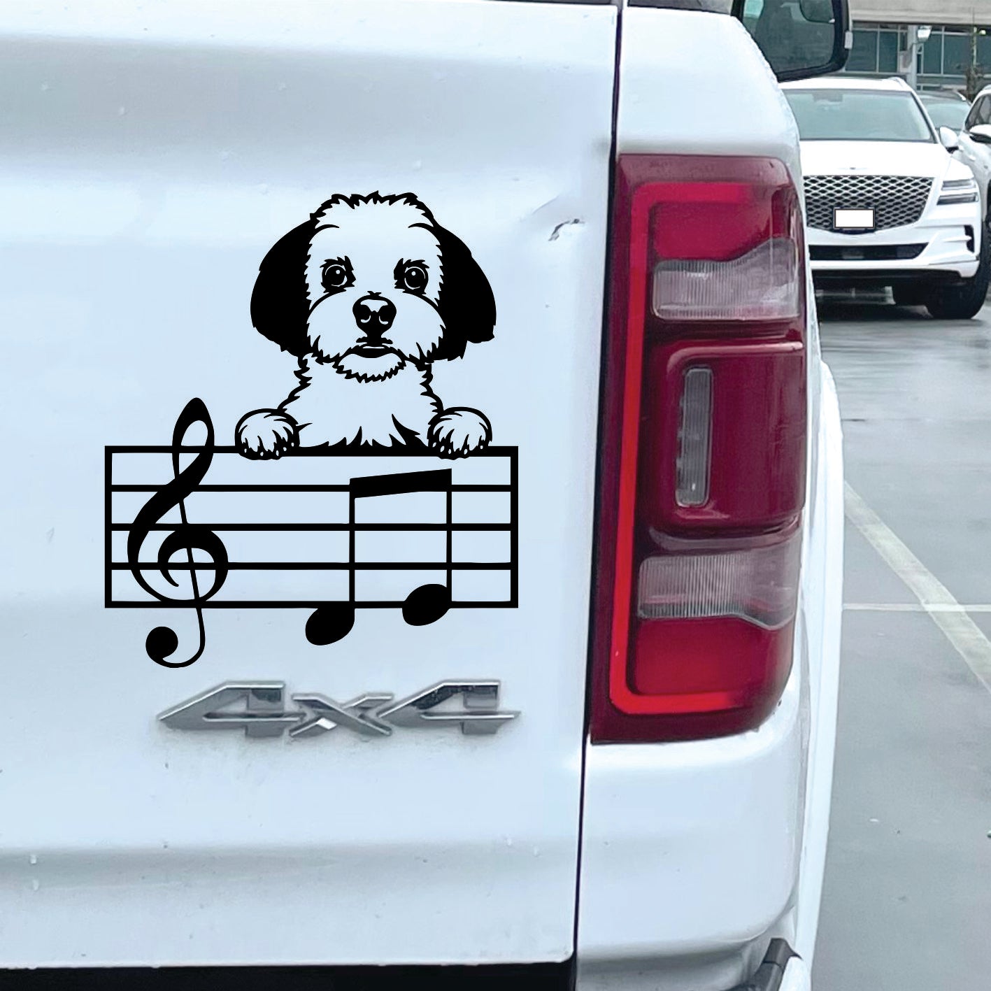 MALTESE DOG Music lines Treble Clef Key Vinyl Decal Sticker