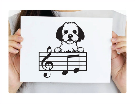 MALTESE DOG Music lines Treble Clef Key Vinyl Decal Sticker FREE shipping