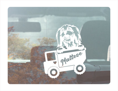 MALTESE DOG Truck White Vinyl Decal Sticker