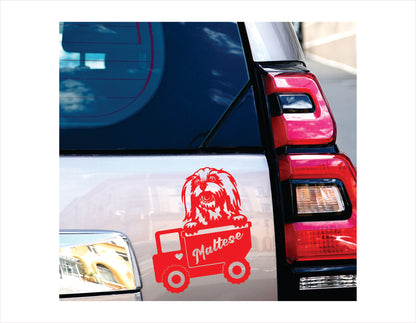 MALTESE DOG Truck Red Vinyl Decal Sticker
