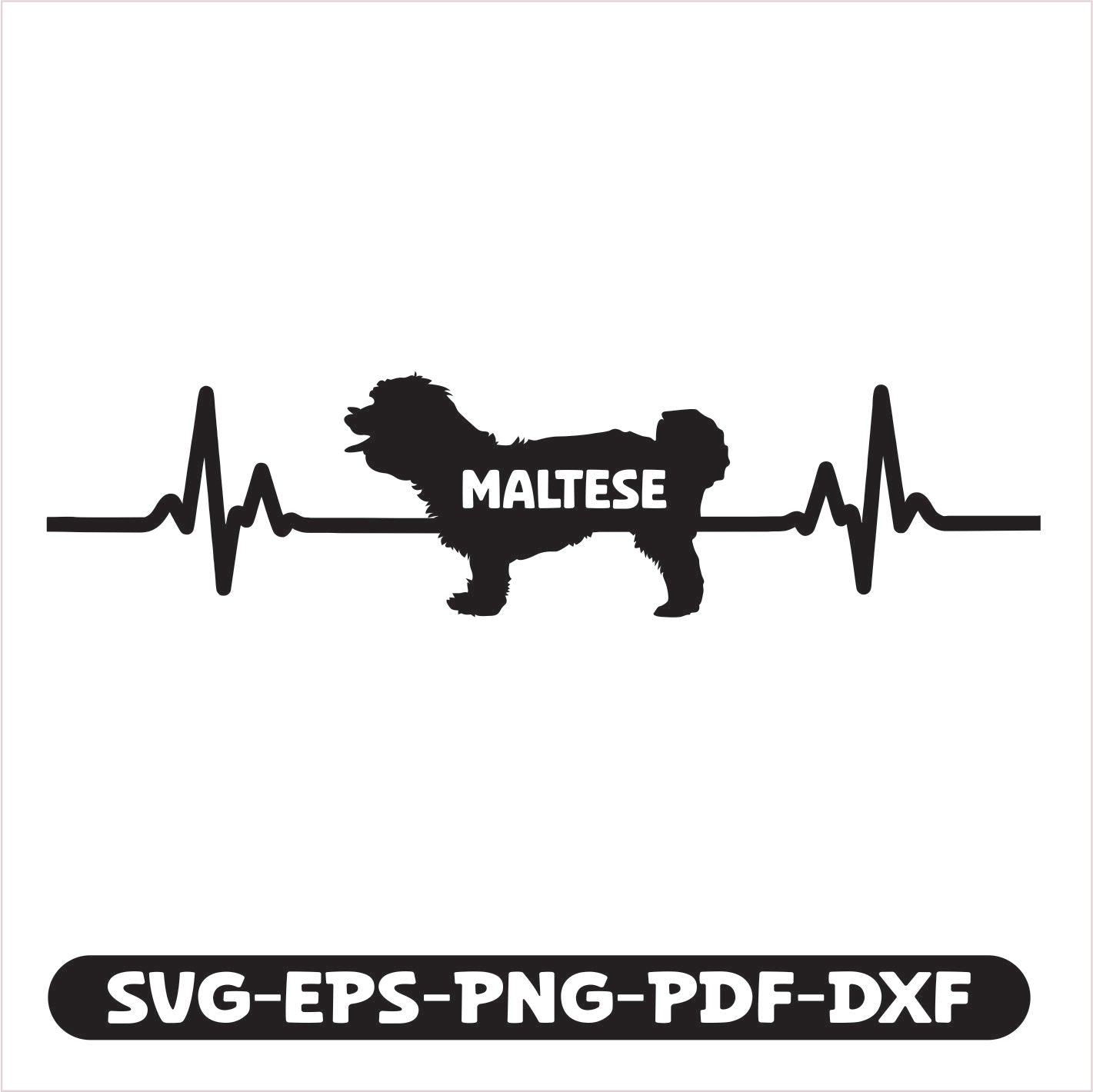 Maltese Heart Line Pulse SVG EPS PNG PDF DXF Cutting File