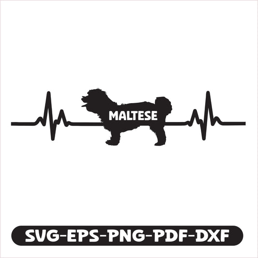 Maltese Heart Line Pulse SVG EPS PNG PDF DXF Cutting File