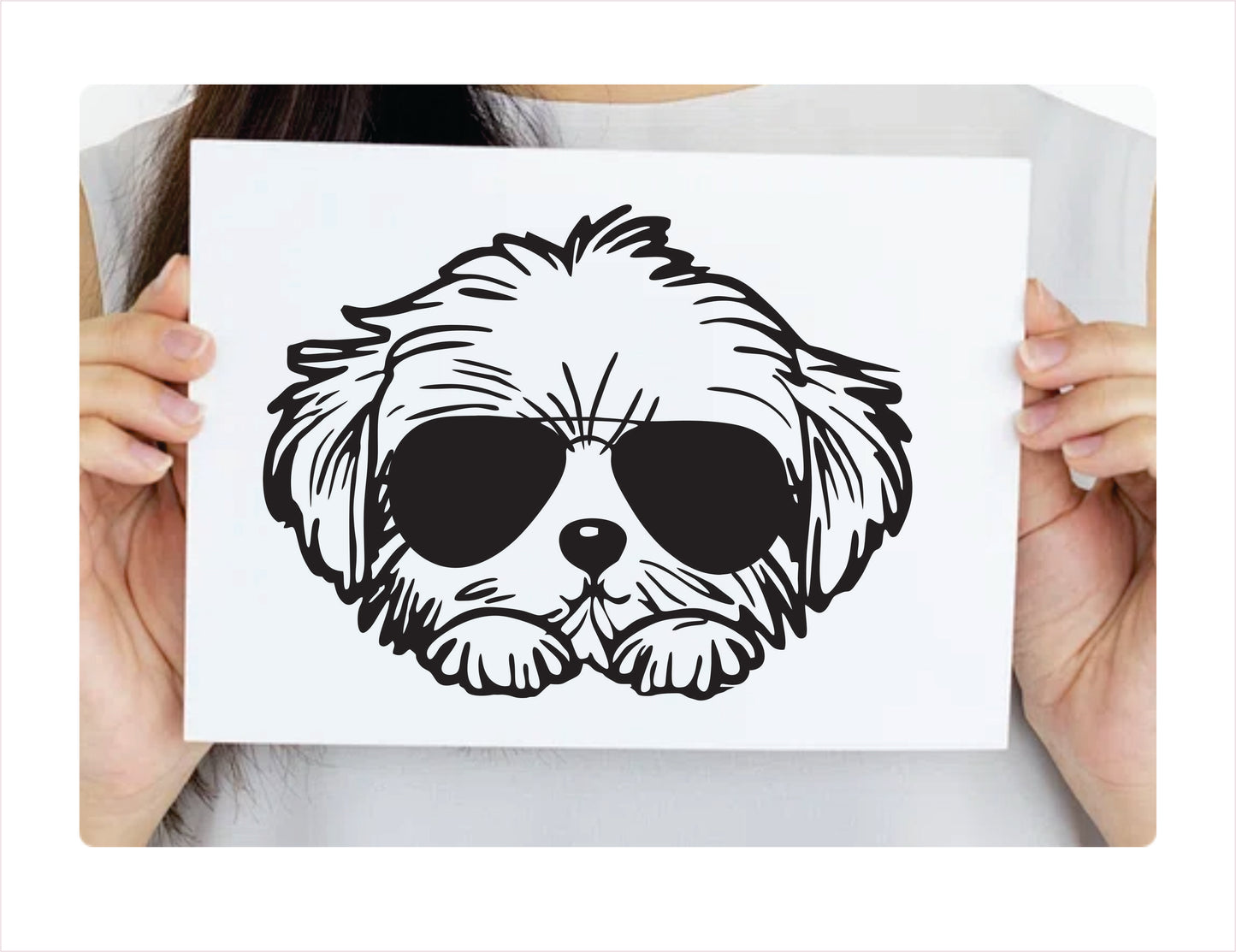 Maltese Glasses Black Vinyl Decal Sticker