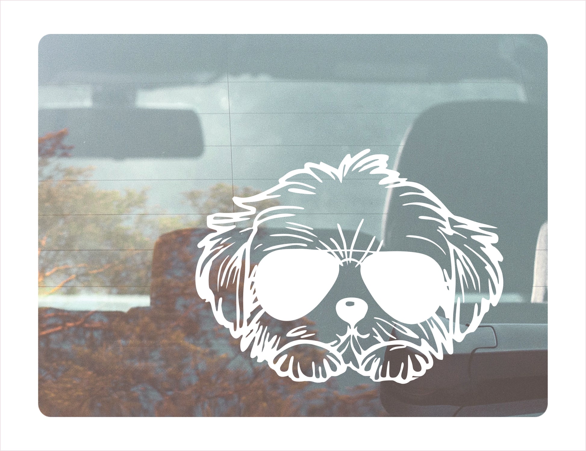 Maltese Glasses White Vinyl Decal Sticker