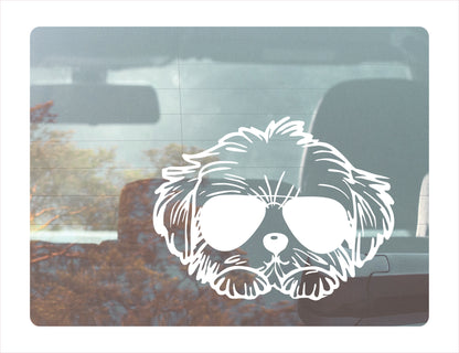 Maltese Glasses White Vinyl Decal Sticker
