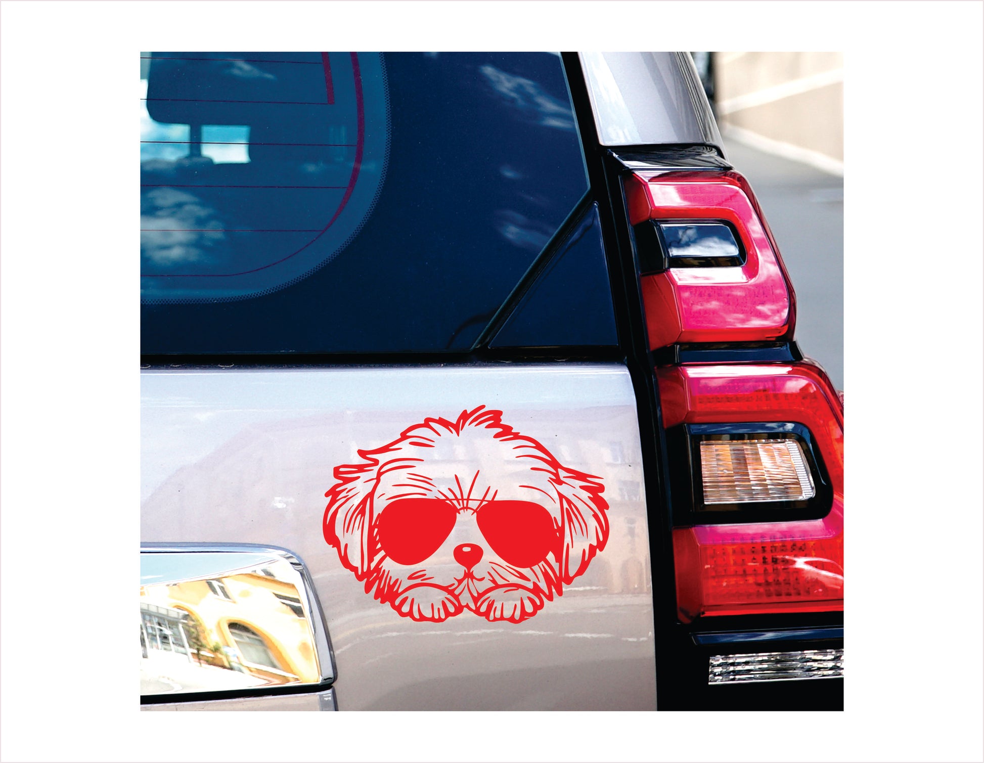 Maltese Glasses Red Vinyl Decal Sticker