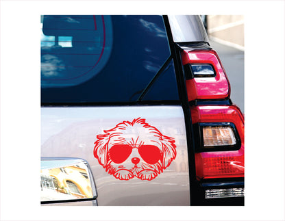 Maltese Glasses Red Vinyl Decal Sticker