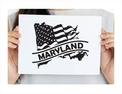 Maryland State Usa Black Decal Sticker 