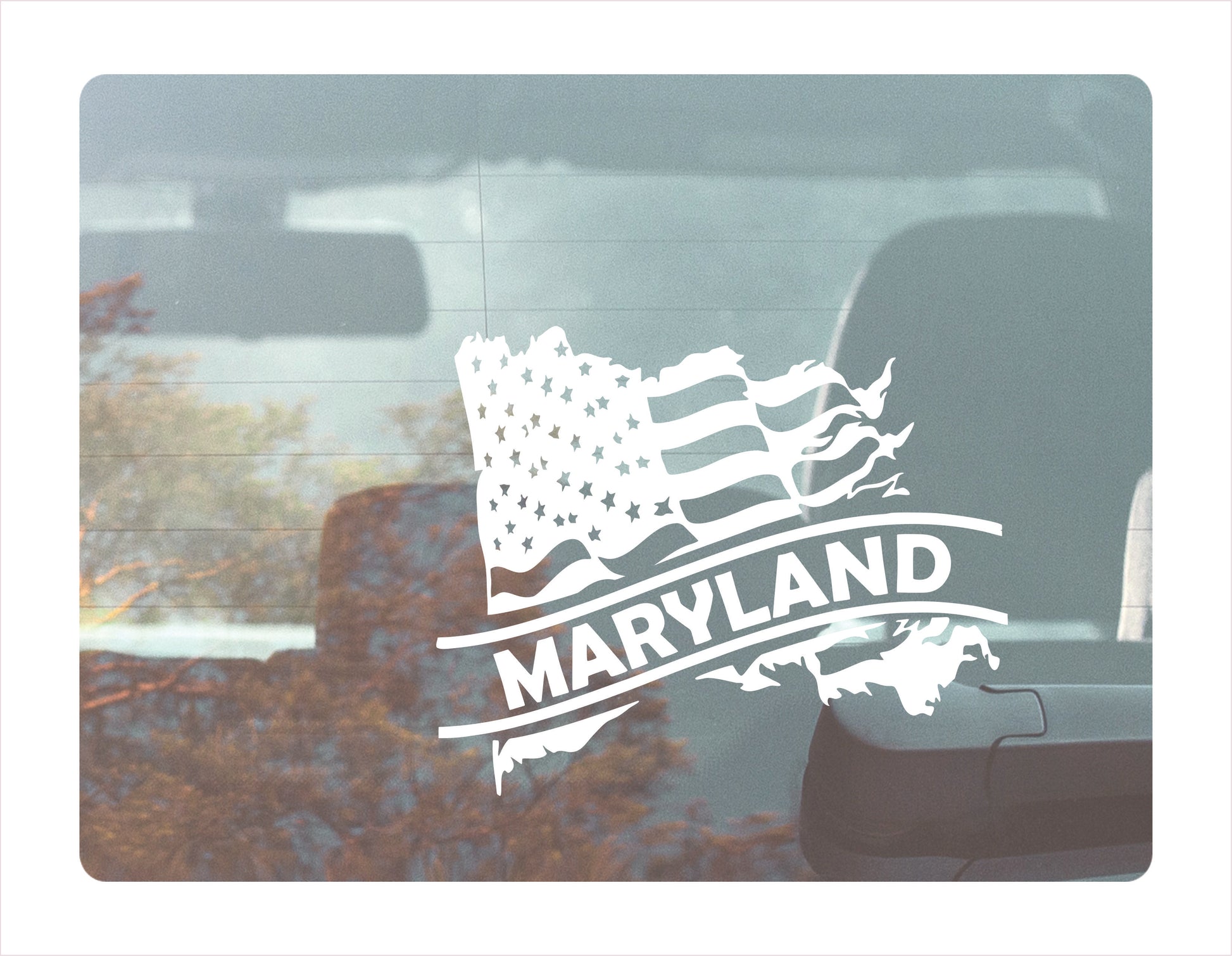 Maryland State Usa White Decal Sticker
