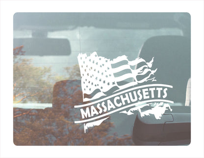 Massachusetts State Usa White Decal Sticker