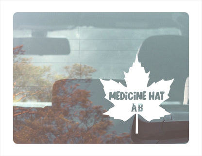 Medicine hat Alberta maple leaf Canada White Decal Sticker