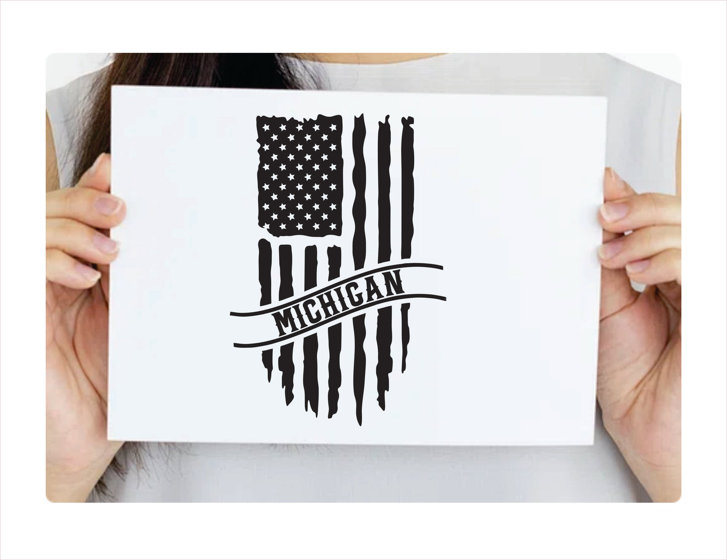 Michigan Flag Usa Black Decal Sticker