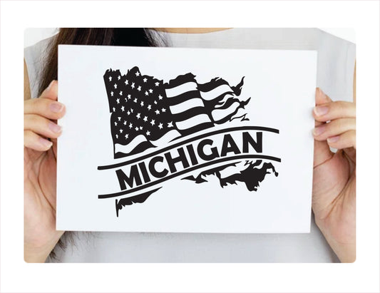 Michigan State Usa Black Decal Sticker