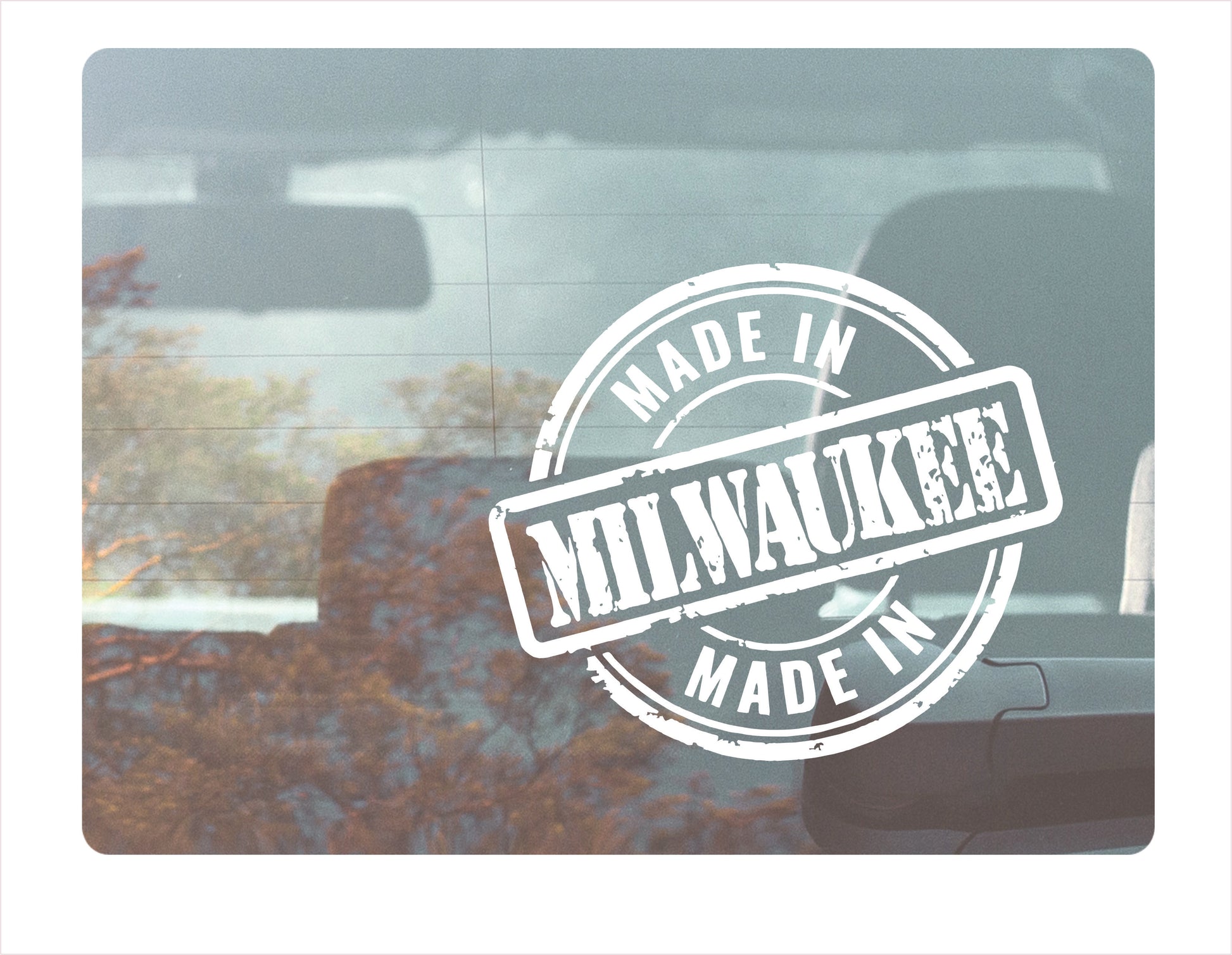 Made in Milwaukee Wisconsin USA white decal sticker