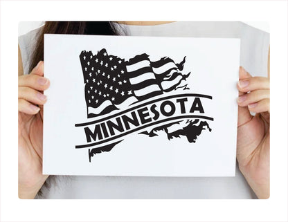Minnesota State Usa Black Decal Sticker