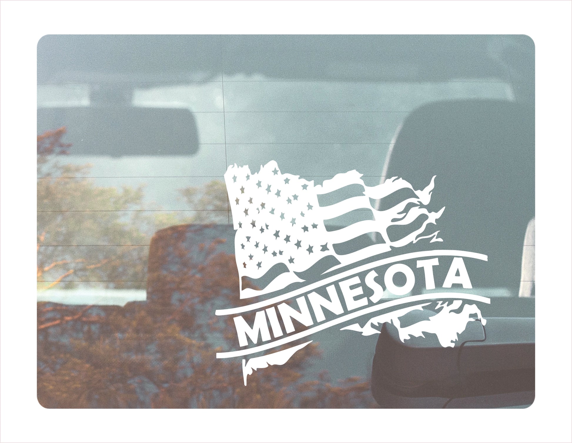 Minnesota State Usa White Decal Sticker