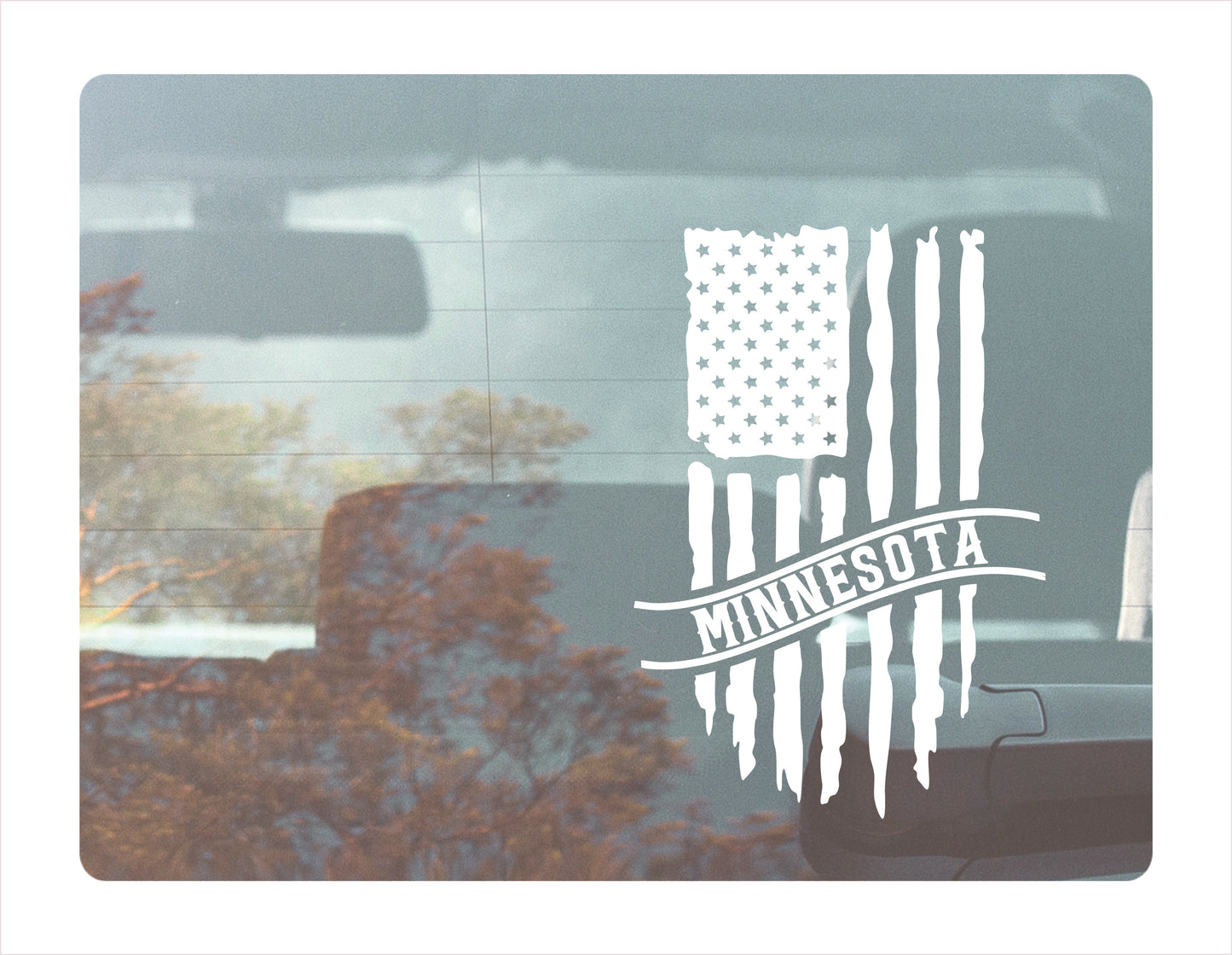 Minnesota Flag Usa White Decal Sticker