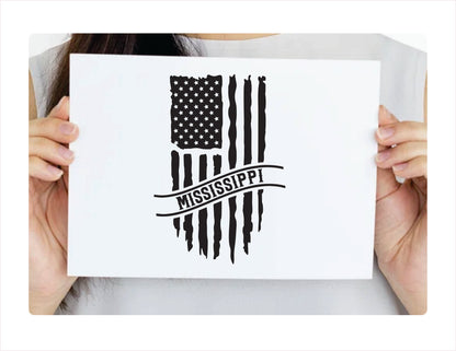Mississippi Flag Usa Black Decal Sticker