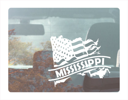 Mississippi State Usa White Decal Sticker 