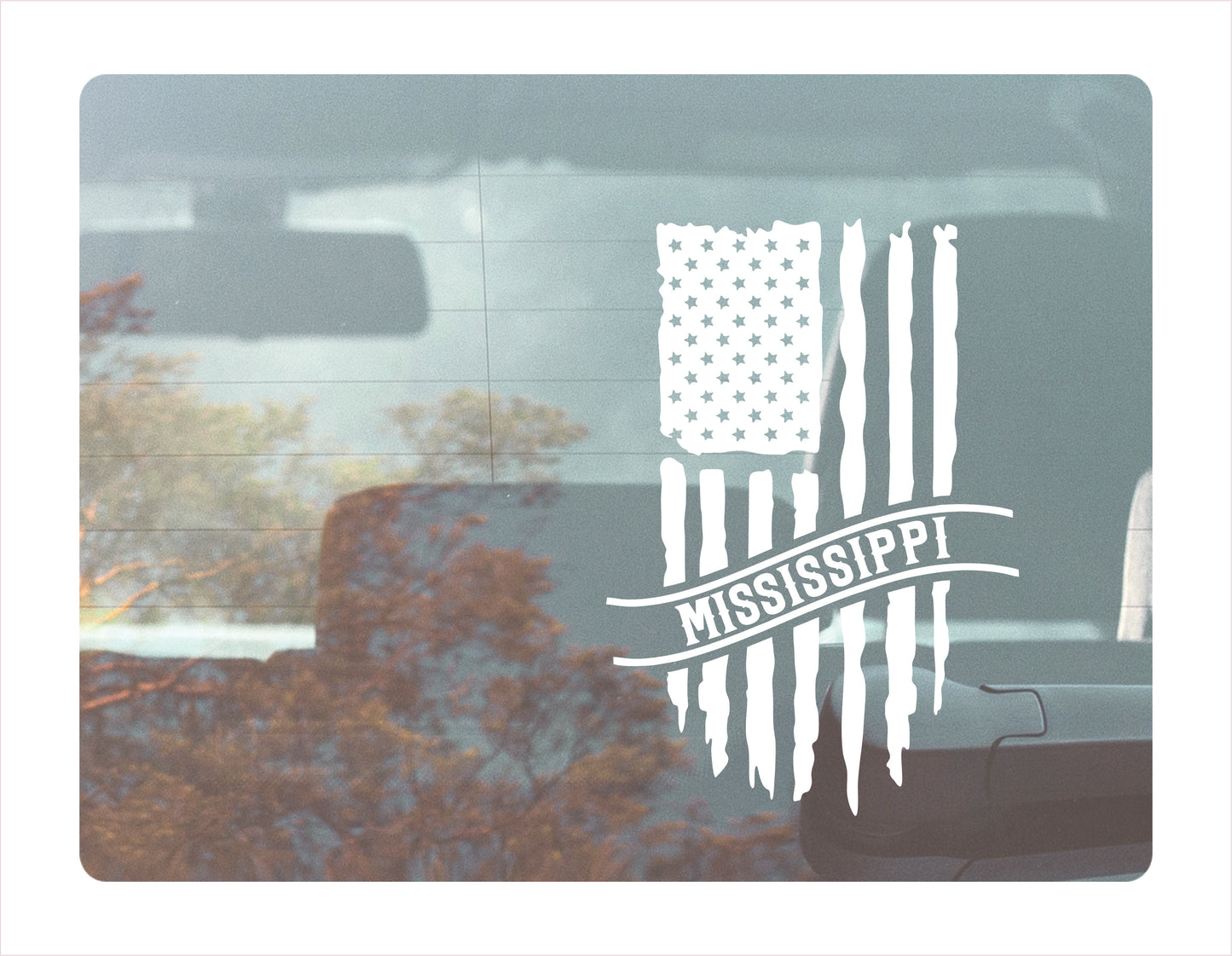 Mississippi Flag Usa White Decal Sticker