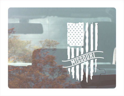 Missouri Flag Usa White Decal Sticker