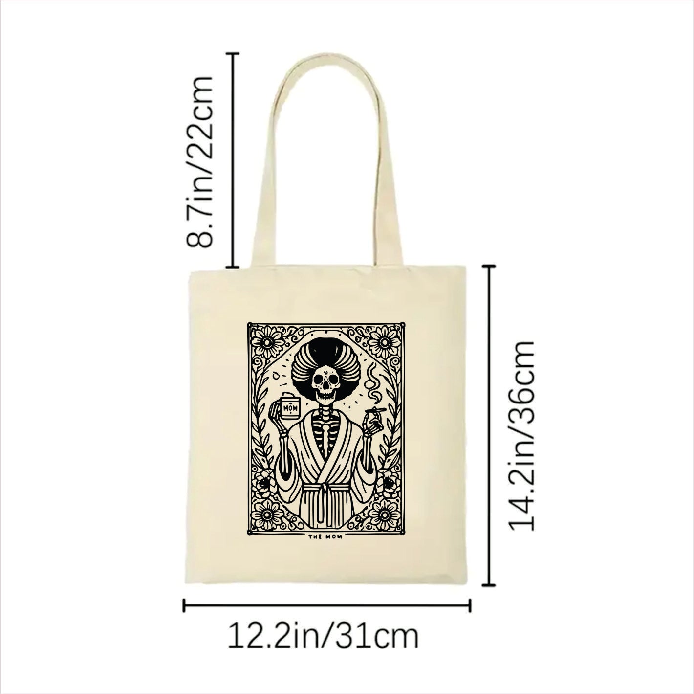 Mom skull tarot tote bag 2