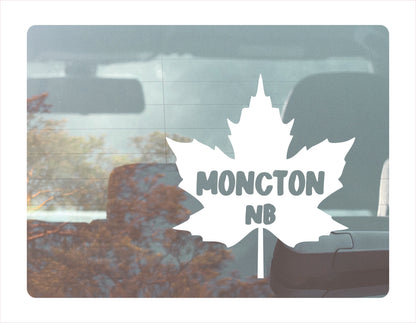 Moncton New Brunswick maple leaf Canada White Decal Sticker