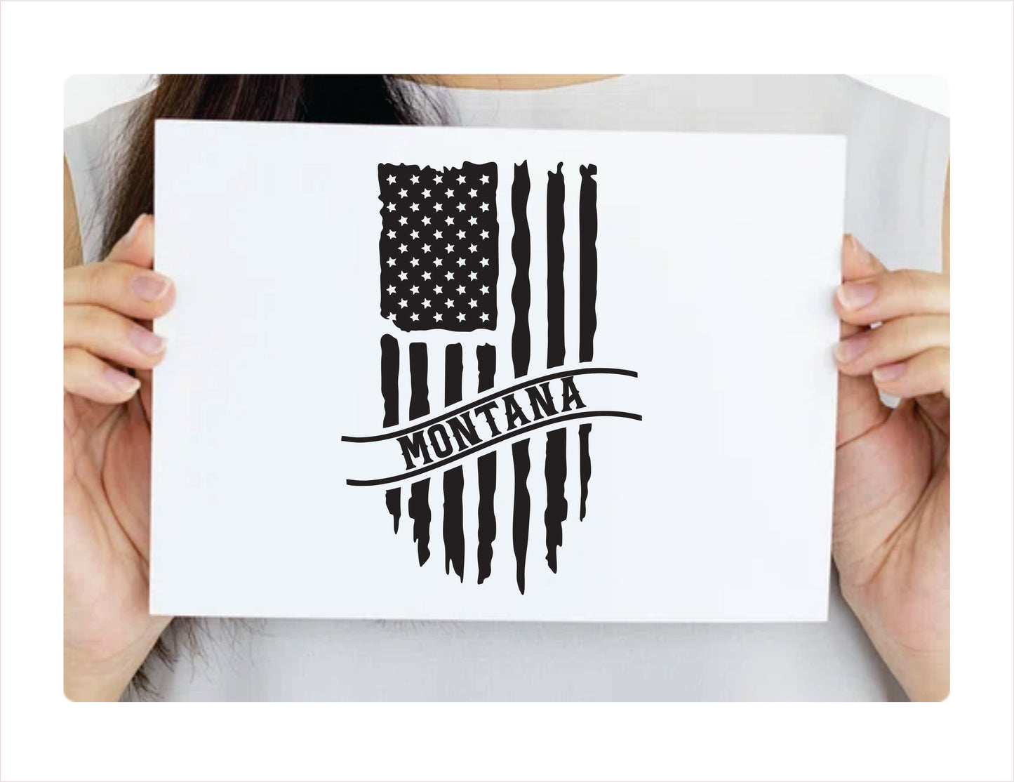 Montana Flag Usa Black Decal Sticker 