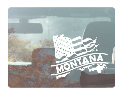 Montana State Usa White Decal Sticker
