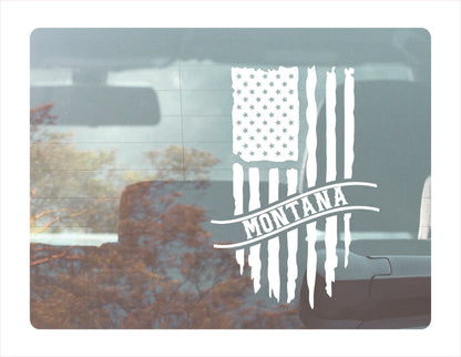 Montana Flag Usa White Decal Sticker 