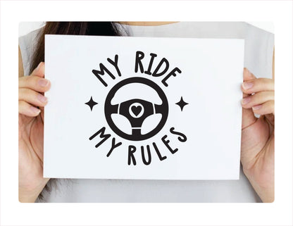 My ride my rules black Decal Sticker