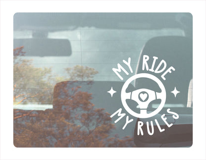 My ride my rules white Decal Sticker