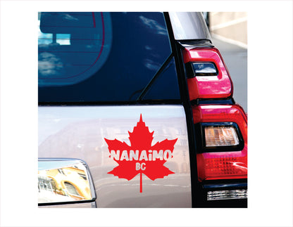 Nanaimo British Columbia maple leaf Canada Red Decal Sticker