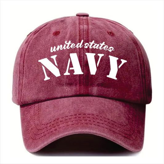 Burgundy cap with 'United States Navy' text on a white background