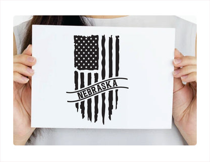 Nebraska Flag Usa Black Decal Sticker