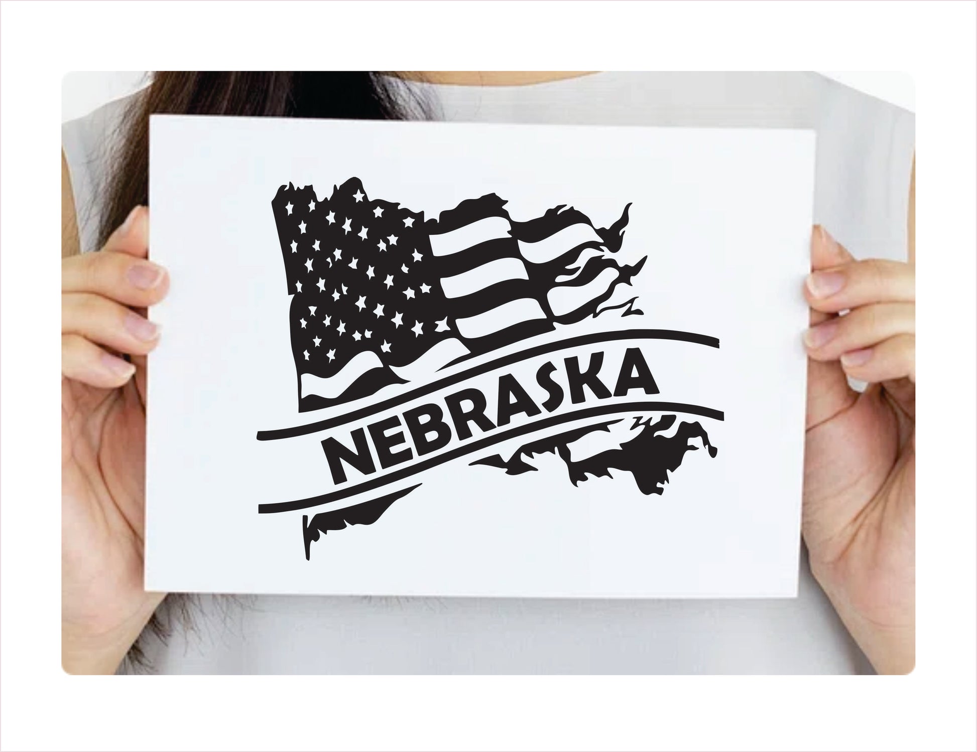 Nebraska State Usa Black Decal Sticker