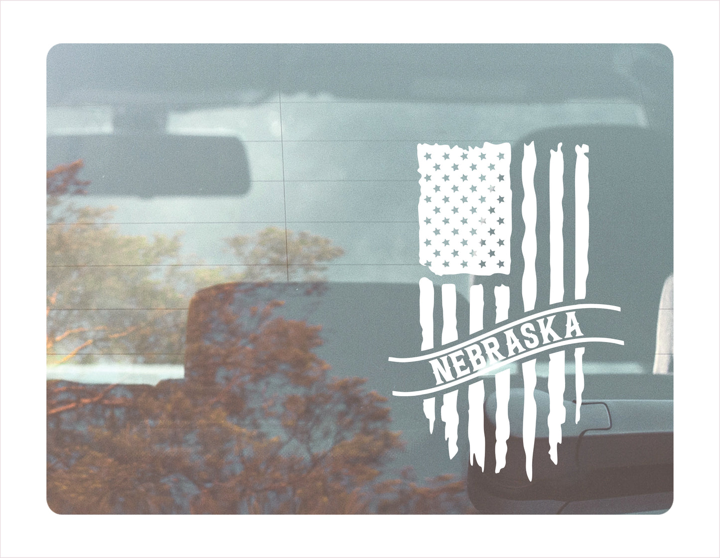 Nebraska Flag Usa White  Decal Sticker