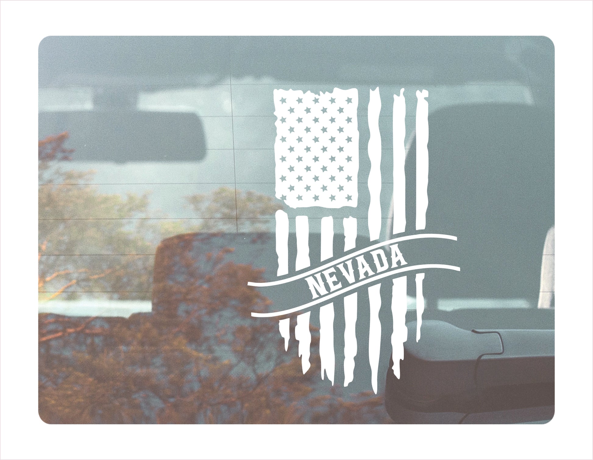 Nevada Flag Usa White Decal Sticker 