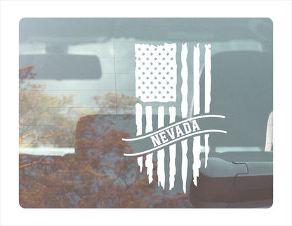 Nevada Flag Usa White Decal Sticker 