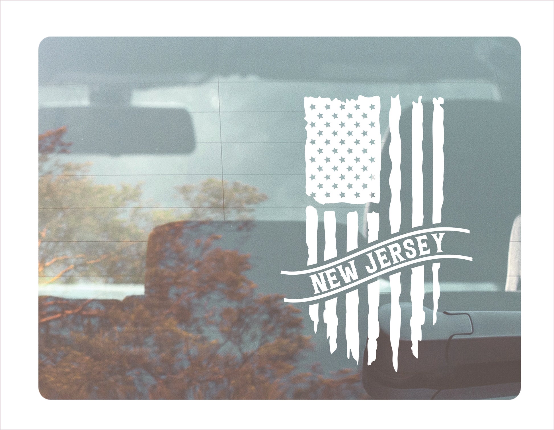 New Jersey Flag Usa White Decal Sticker