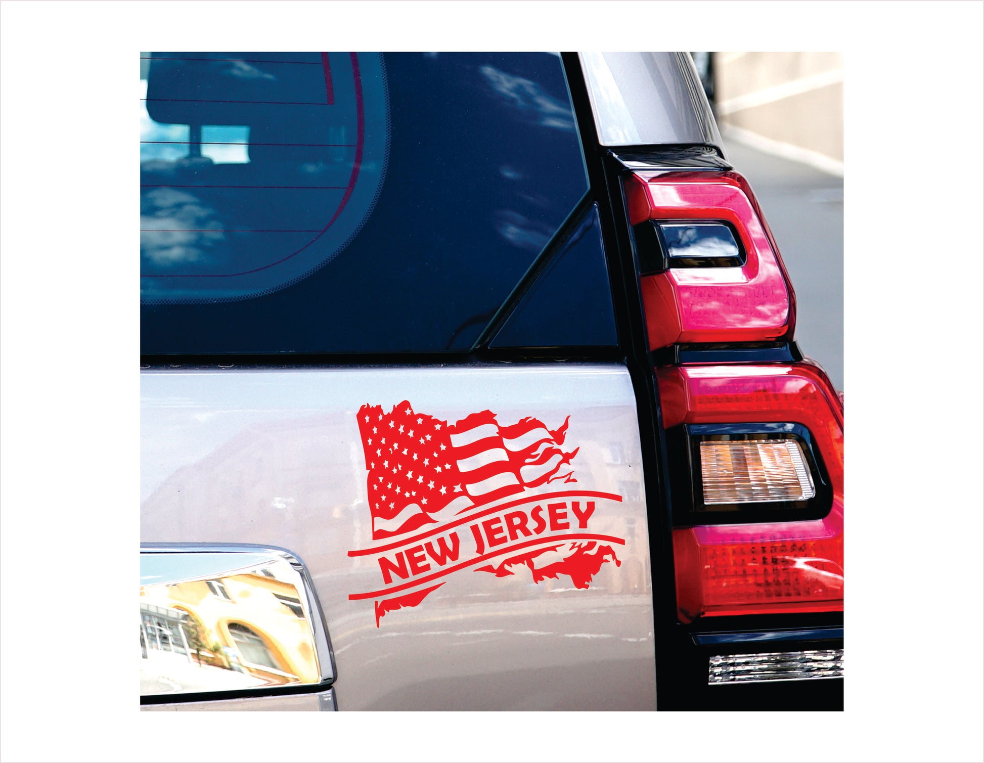 New Jersey State Usa Red Decal Sticker
