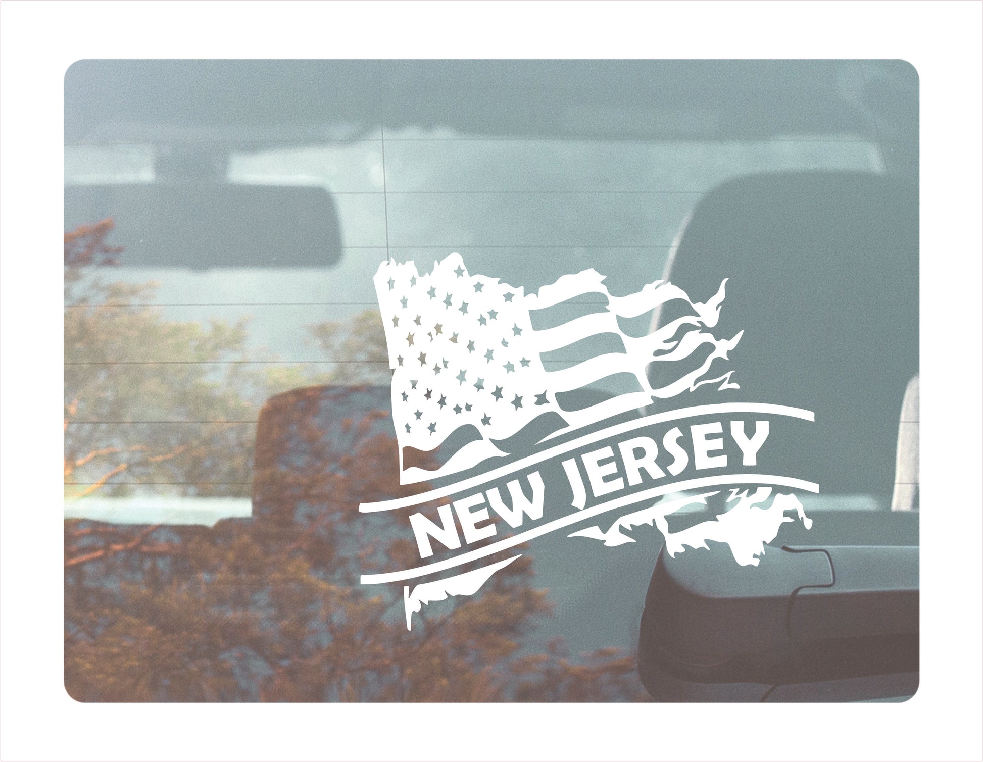 New Jersey State Usa White Decal Sticker
