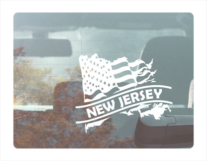New Jersey State Usa White Decal Sticker