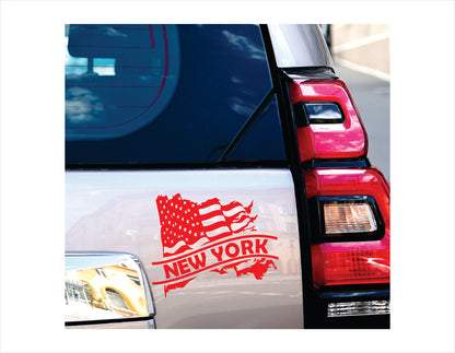 New York State Usa Red Decal Sticker 