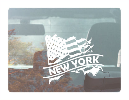 New York State Usa White Decal Sticker 