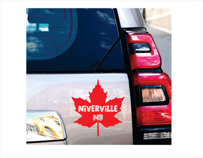 Niverville Manitoba maple leaf Canada Red Decal Sticker 