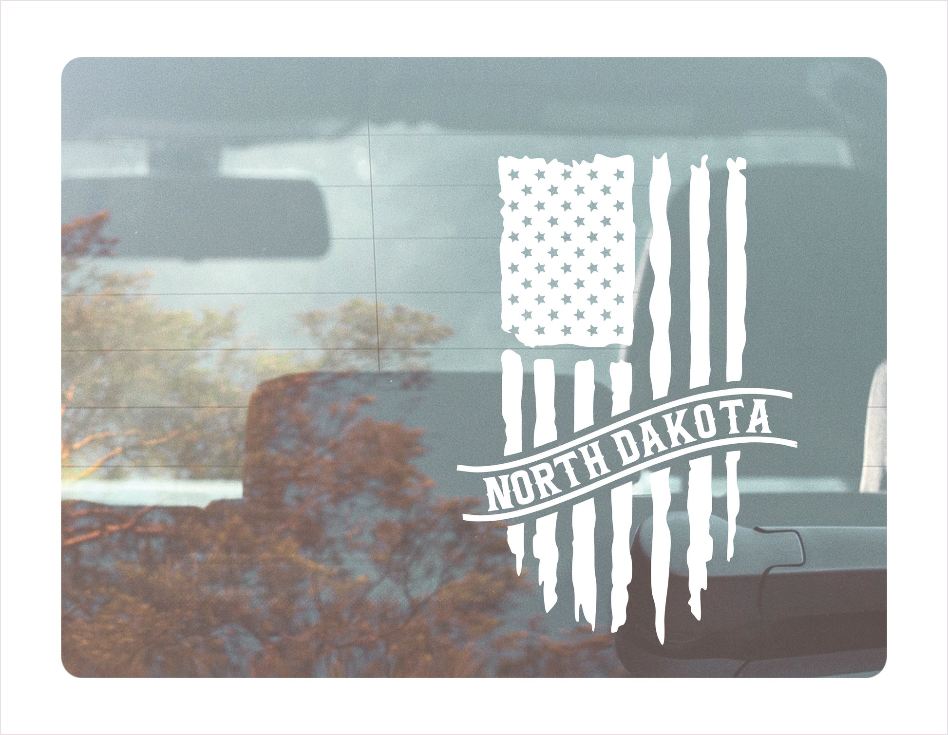 North Dakota Flag Usa White Decal Sticker 