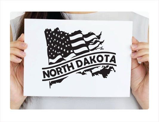North Dakota State Usa Black Decal Sticker